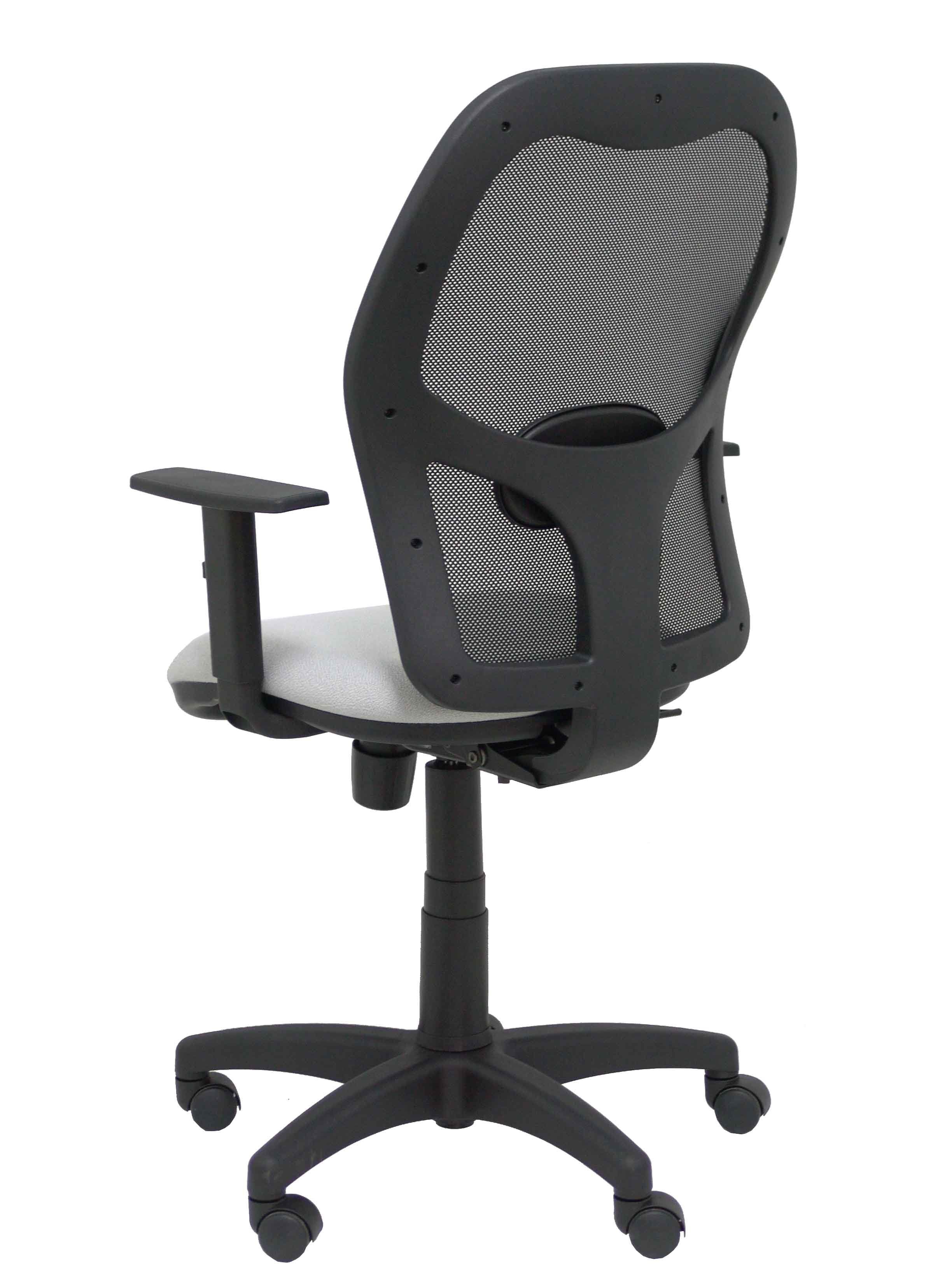 Silla Alocen Malla Negra Asiento Bali Gris Brazos