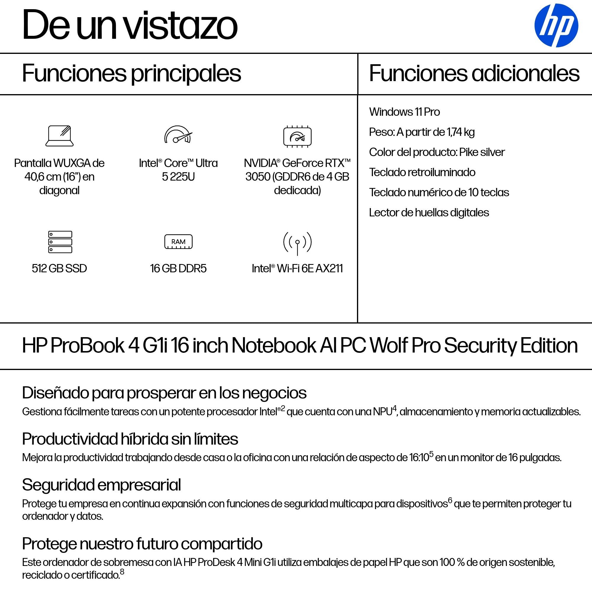 EAN 0199251579707 - HP ProBook 4 G1i AI Wolf Pro Security Edition Intel Core Ultra 5 225U Portátil 40,6 cm (16") WUXGA 16 GB imagen 4