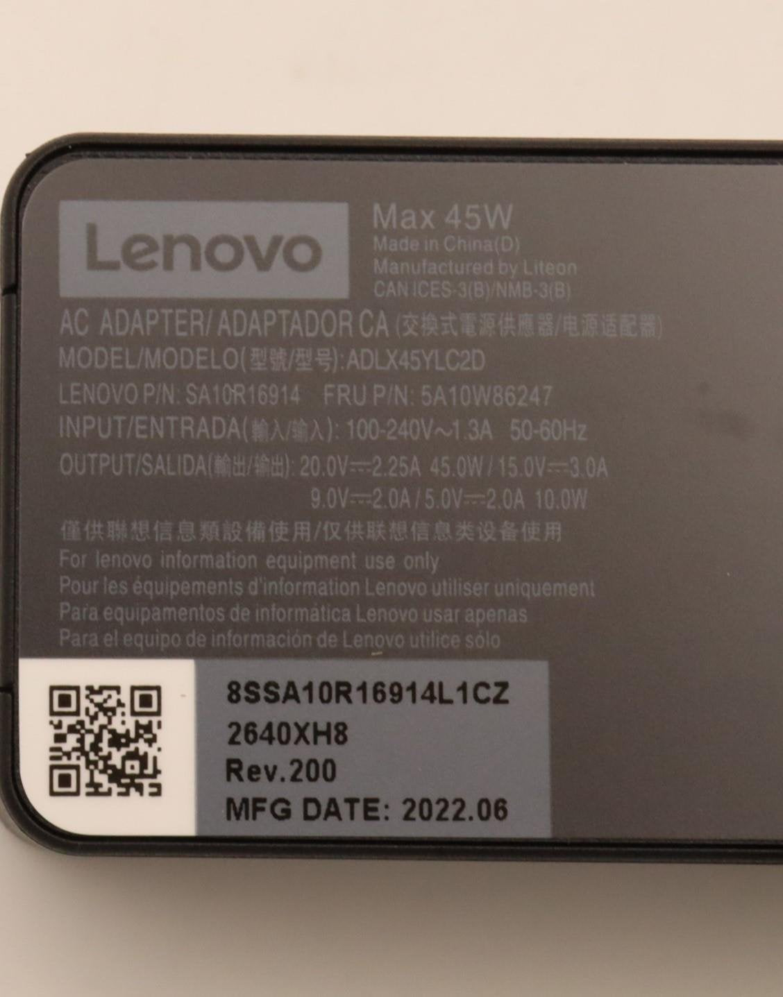 EAN 5704174776192 - Lenovo 5A10W86247 adaptador e inversor de corriente Interior 45 W Negro imagen 8