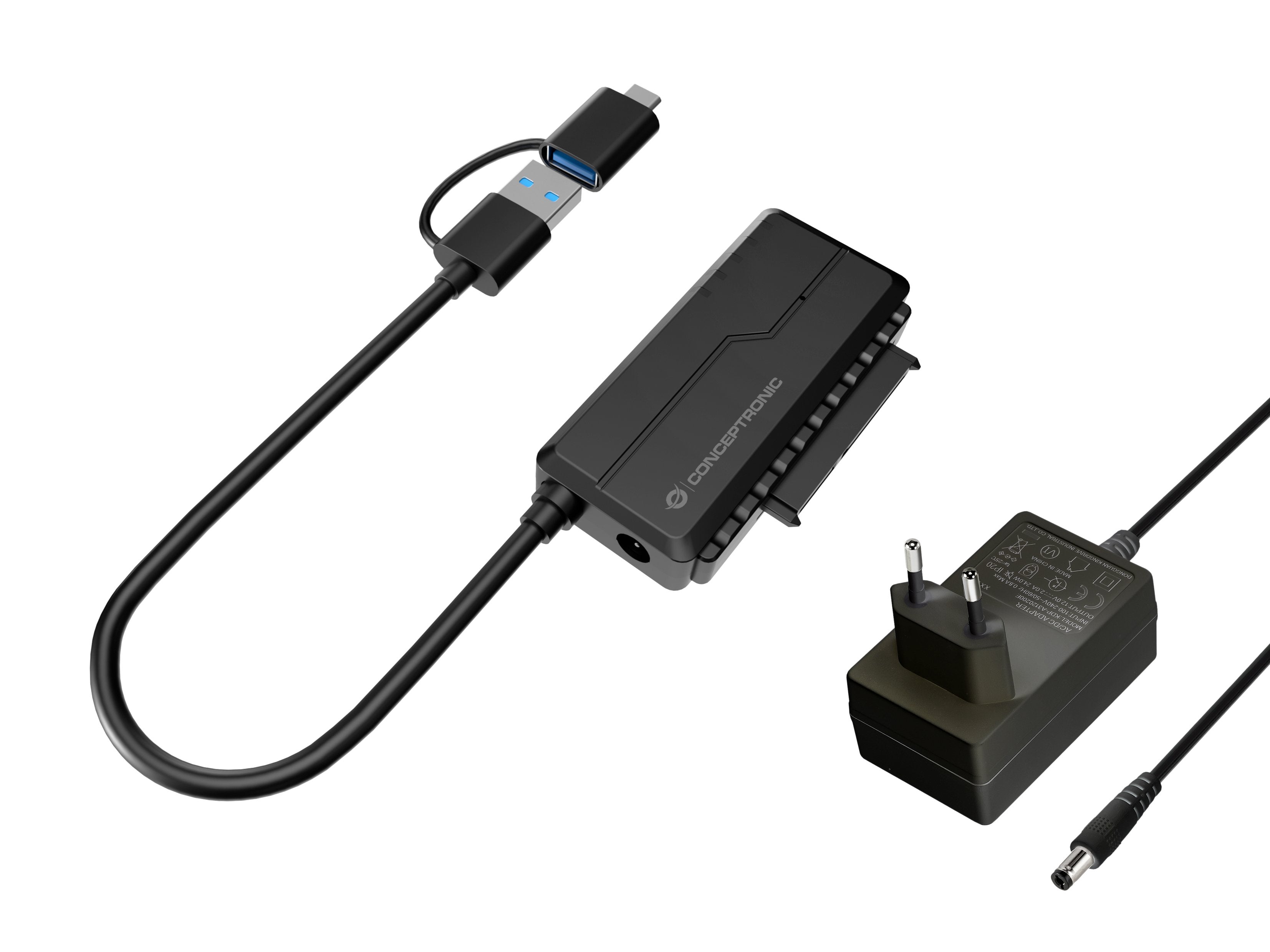 EAN 4015867239209 - Conceptronic ABBY21B cambiador de género para cable USB Type-A SATA 22-pin Negro imagen 1
