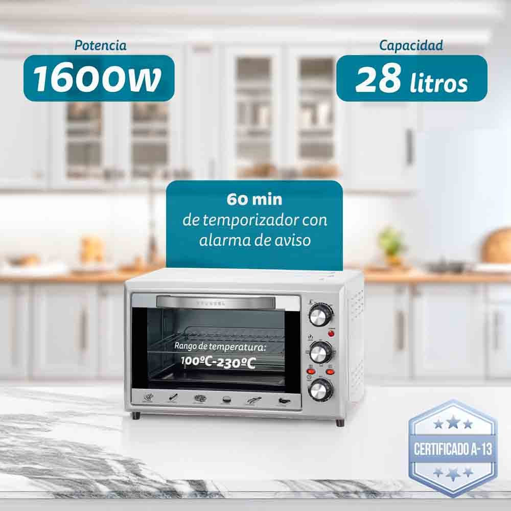 Horno Eléctrico Multifunción Grunkel 28l Plata Hr-28silver