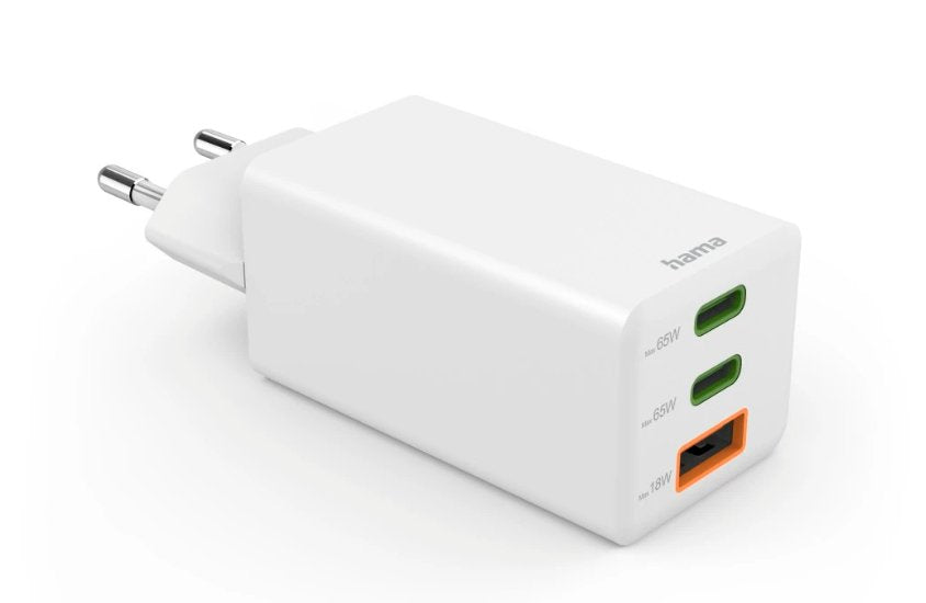 Hama Ladowarka Sieciowa Mini Gan 65w Pd/Qc 2x Usb-C, 1x Usb-A Biala
