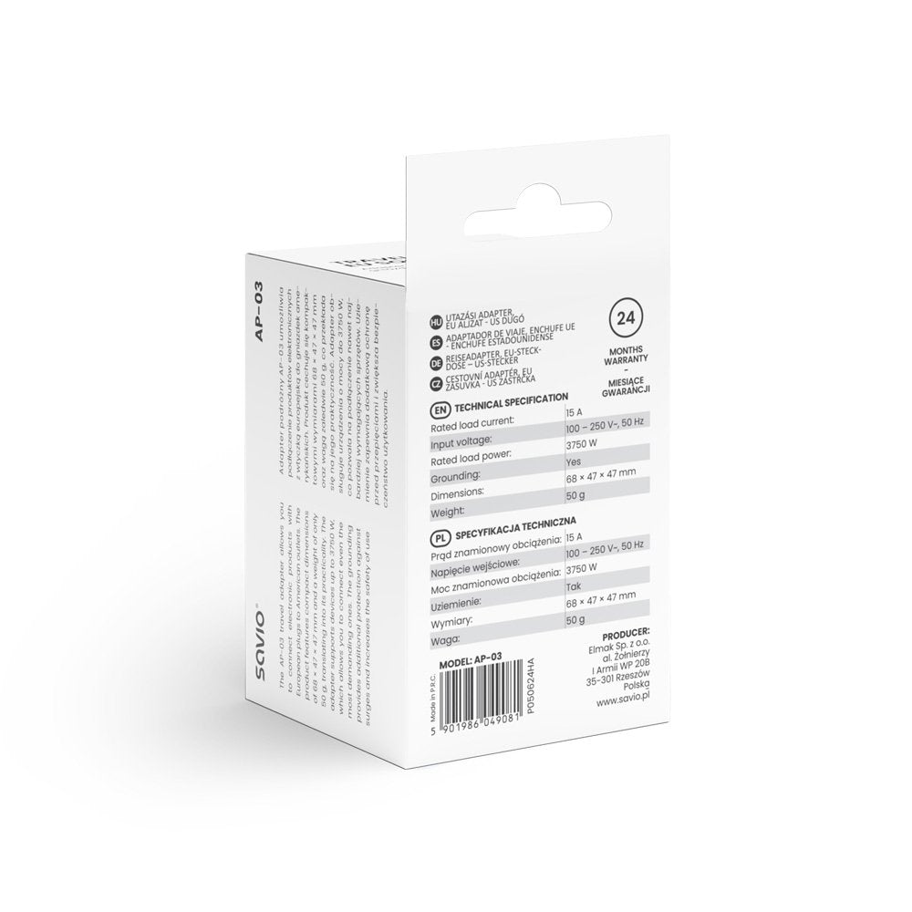 EAN 5901986049081 - Savio AP-03 adaptador e inversor de corriente Universal 3750 W Blanco imagen 4