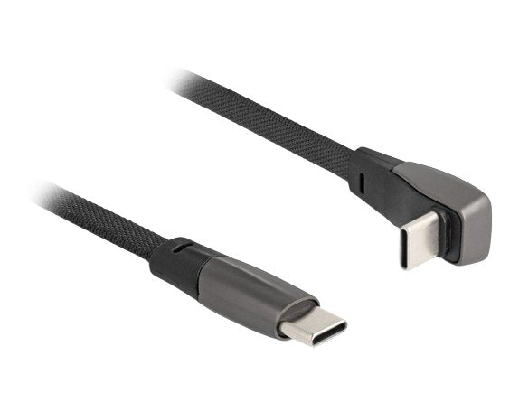 Delock 80751 Cable Plano De Cinta Usb 2.0 Usb Type-C Macho A Usb Type-C Macho Acodado Pd 3.0 60 W 1 M Negro