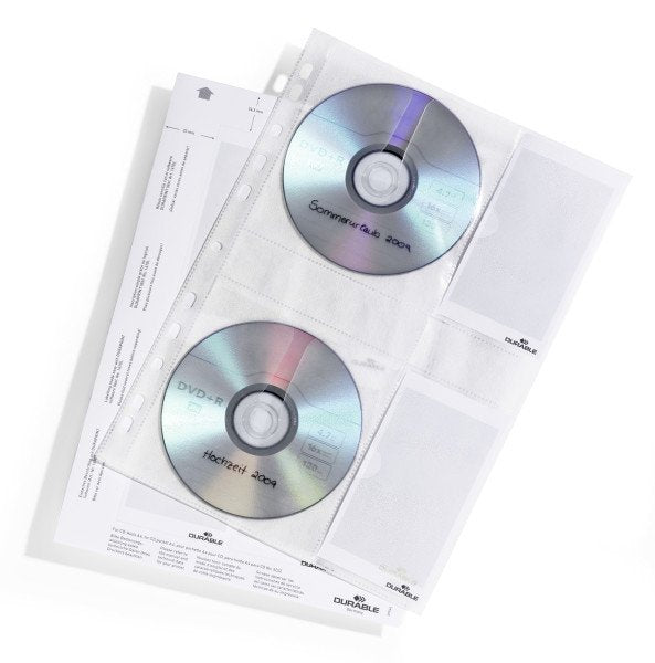 Durable 522219estuche A4 Para 4 Cd / Dvd Con Varilla Protectora De 5 Piezas. Transp