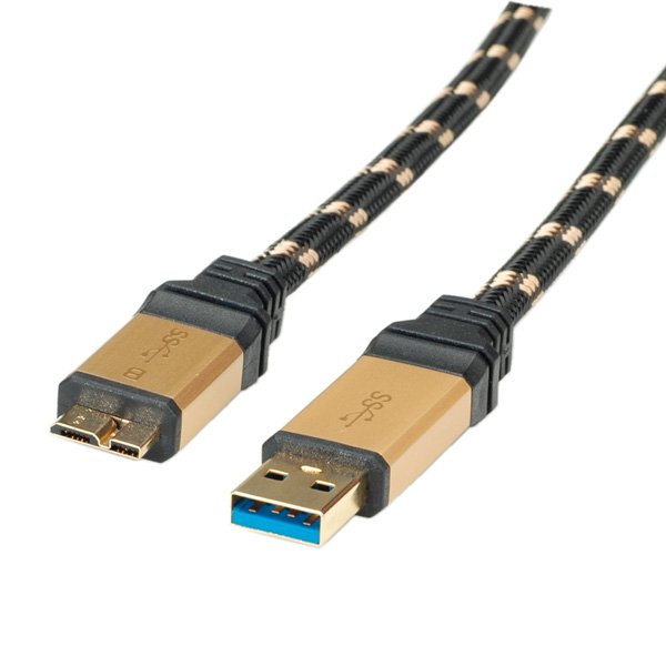 Roline 11.02.8878 Cable Usb 0,8 M Usb 3.2 Gen 1 (3.1 Gen 1) Usb A Micro-Usb B Negro, Oro