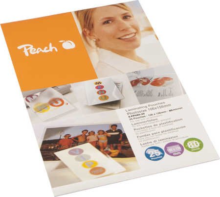 Peach Laminier Film 10x15cm 80mic S-Pp080-20, Láminas Brillantes, 25 Piezas S-Pp080-20