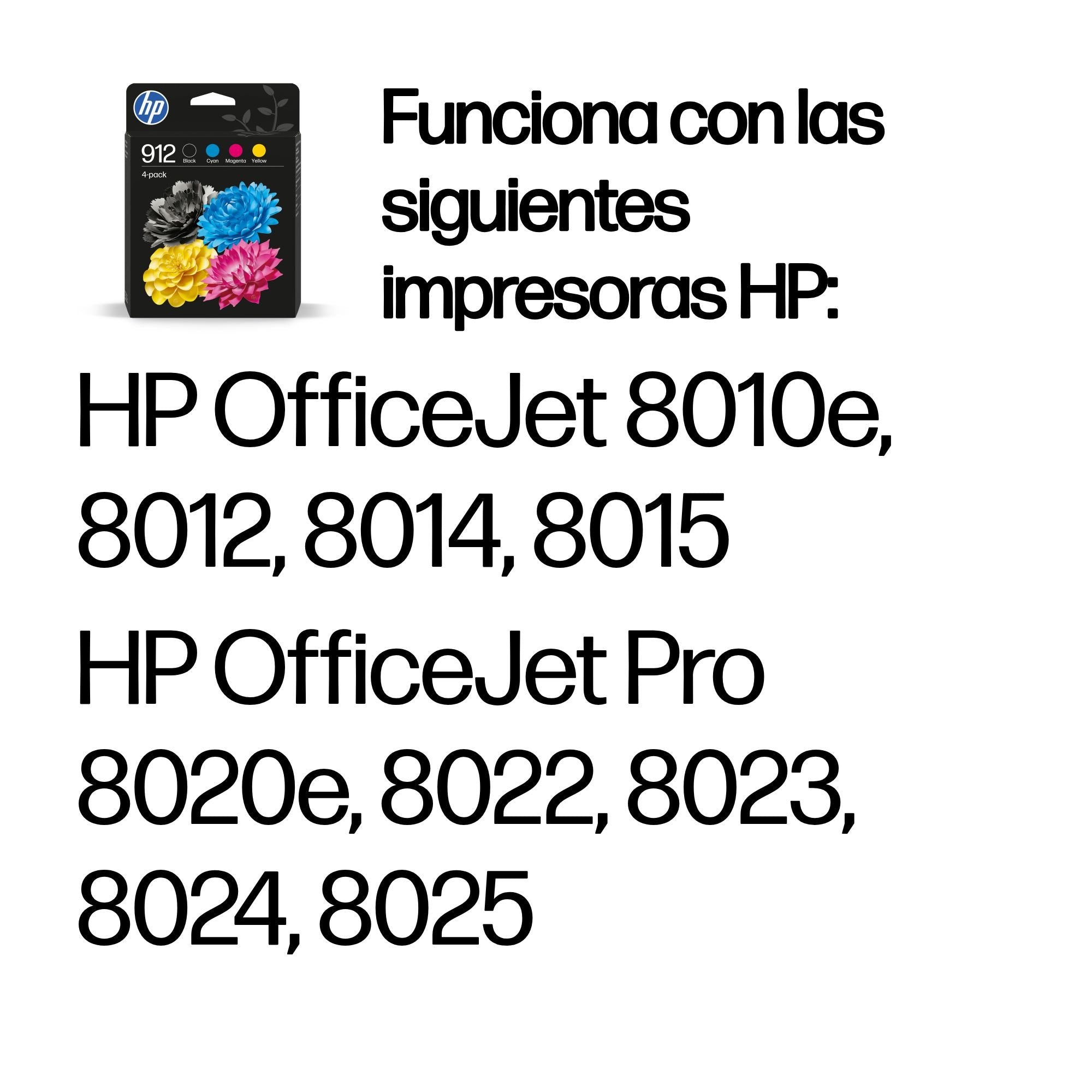 EAN 0195122352301 - HP 912 4-Pack CMYK(4) Original Ink Cartridge Combo cartucho de tinta 4 pieza(s) Rendimiento estándar Negr imagen 2