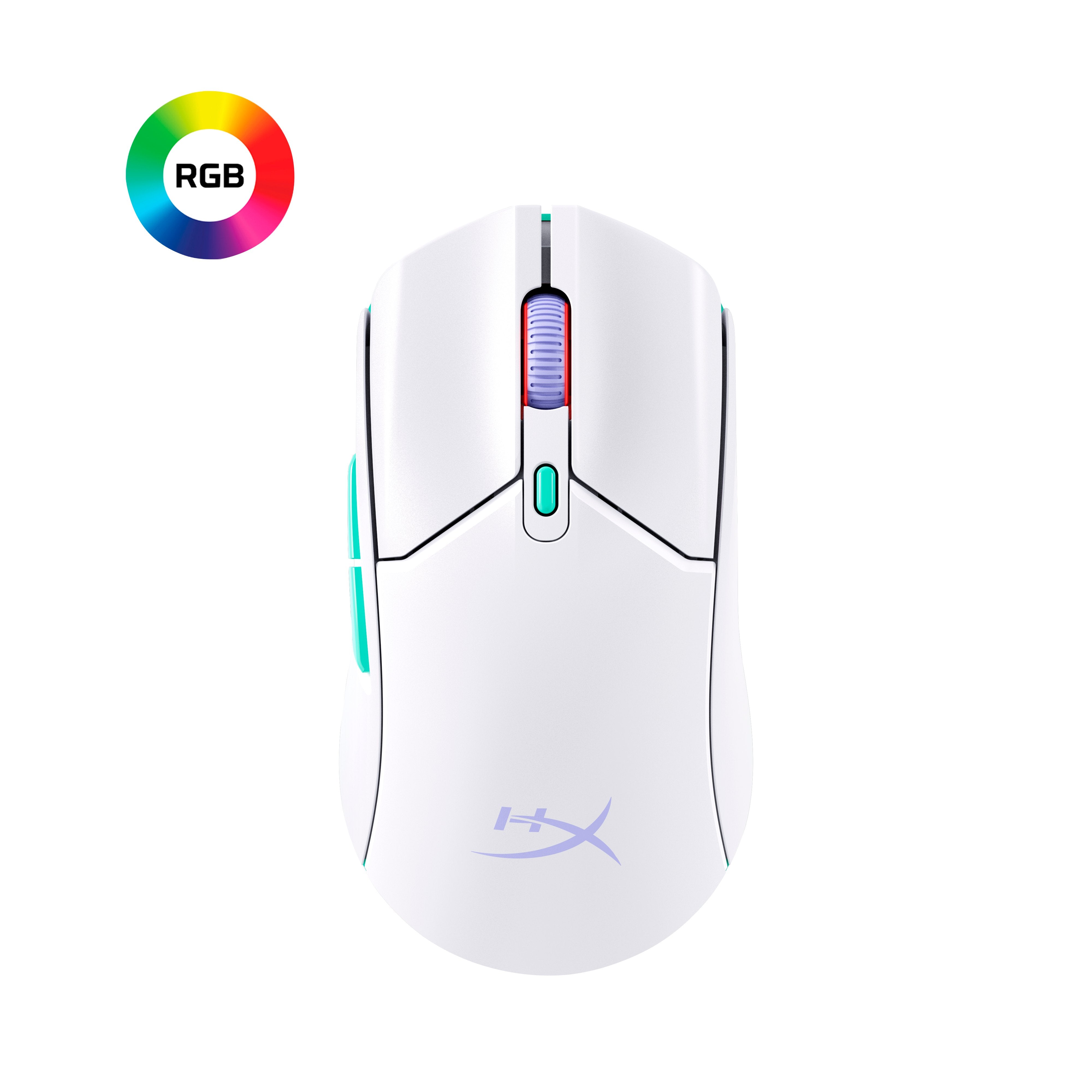 Hp Hyperx Pulsefire Haste 2 Core Inalámbricos: Ratón Gaming (Blanco/Verde/Púrpura)