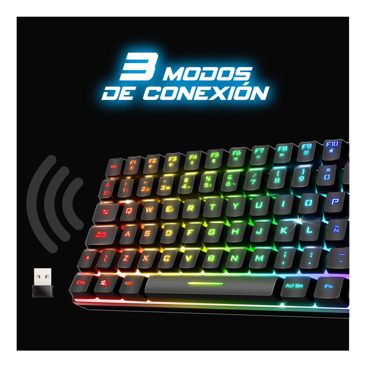 Teclado Español Semi-Mecanico Spirit Of Gamer Elite K70 Rgb Inalambrico