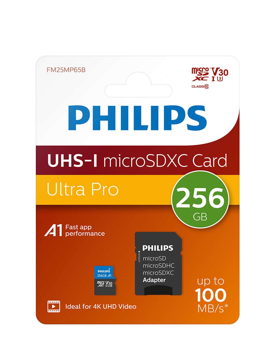 Philips Microsdxc 256gb Class 10 Uhs-I U3 Incl. Adapter
