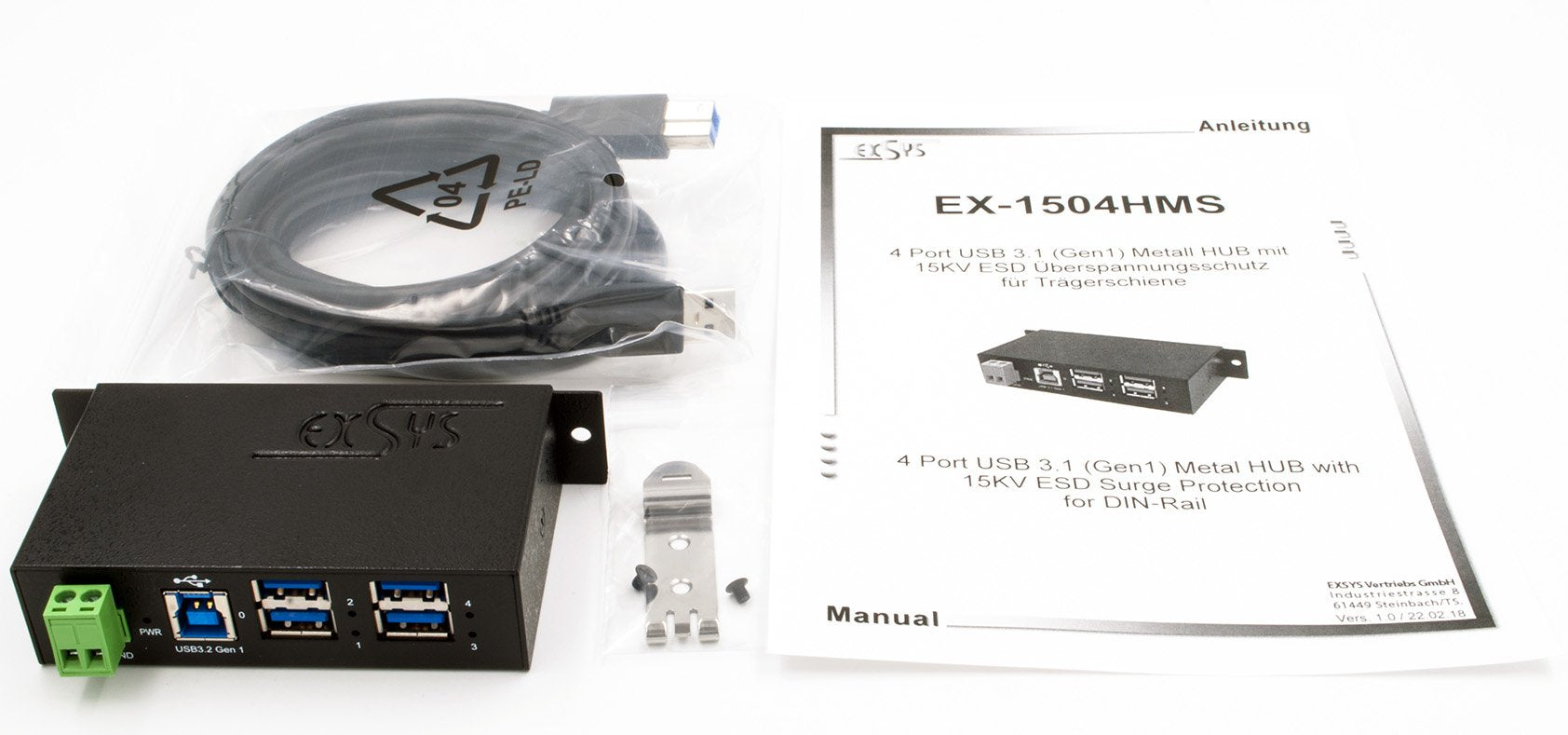 Usb 3.2 Gen 1 Hub 4-Port Con 15kv Eds Überspannungsschutz