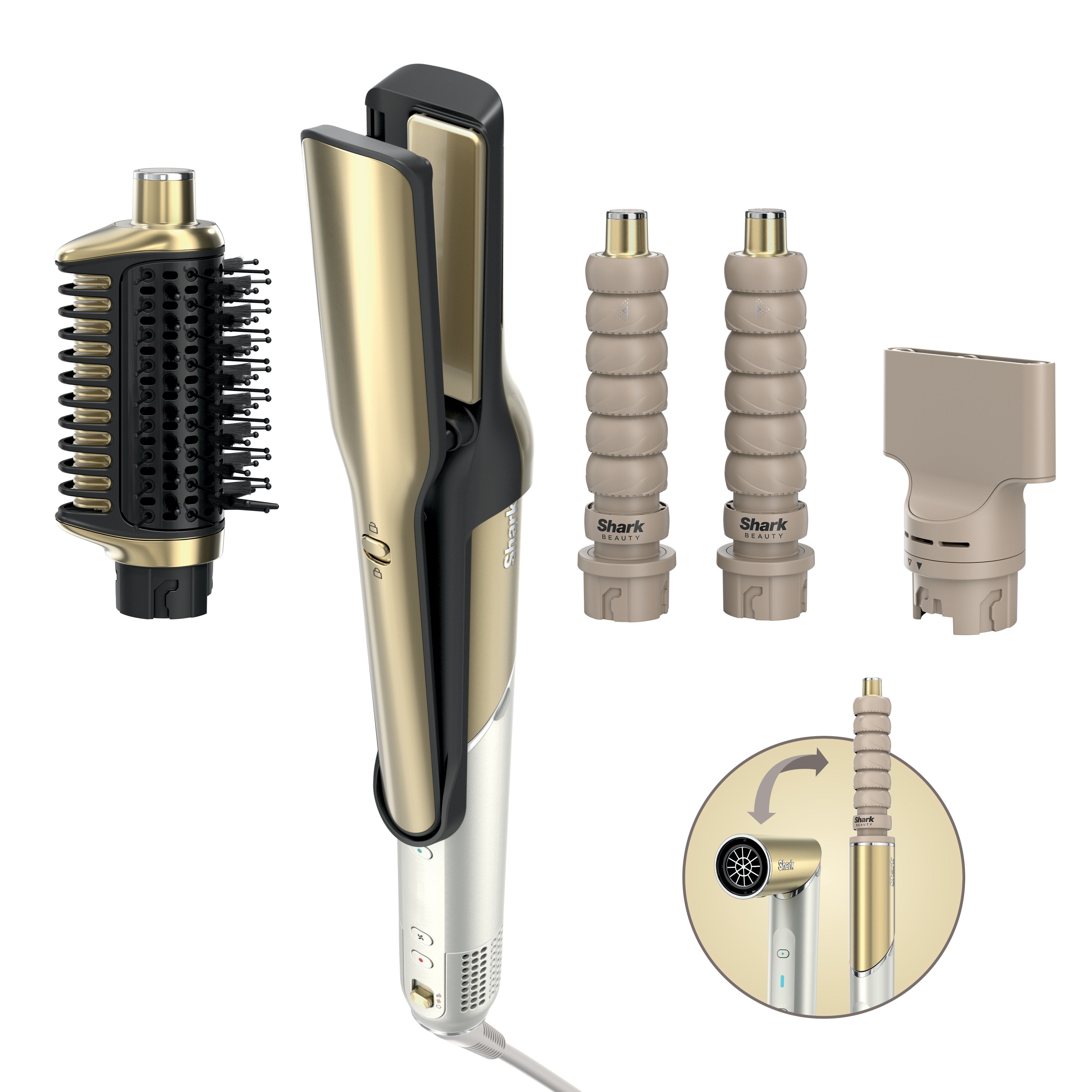 EAN 0622356360289 - Shark Glam Straight & Waves multistyler Herramienta de peinado con múltiples accesorios Airflow Oro 1400 imagen 2