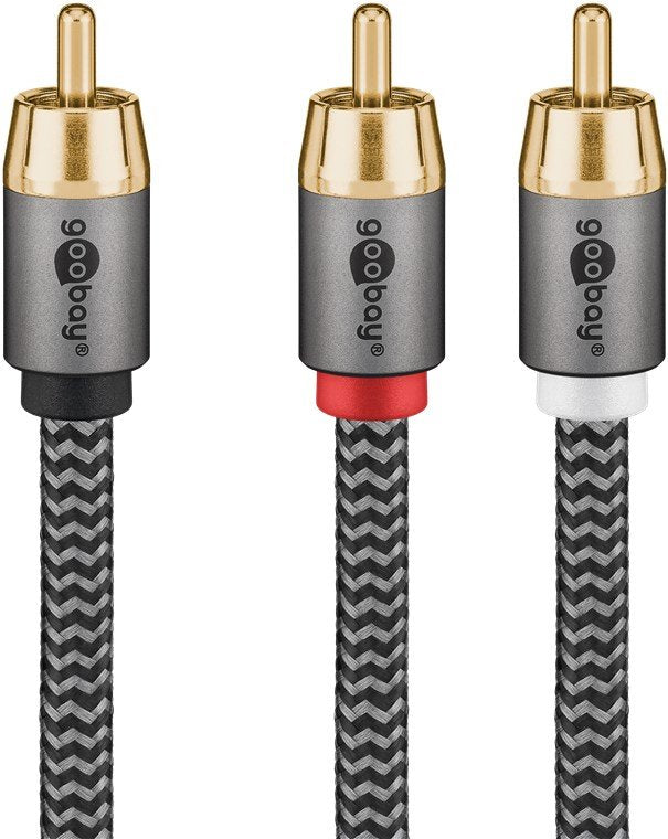 EAN 4040849653018 - Goobay 65301 cable de audio 3 m 2 x RCA RCA Negro, Plata imagen 3