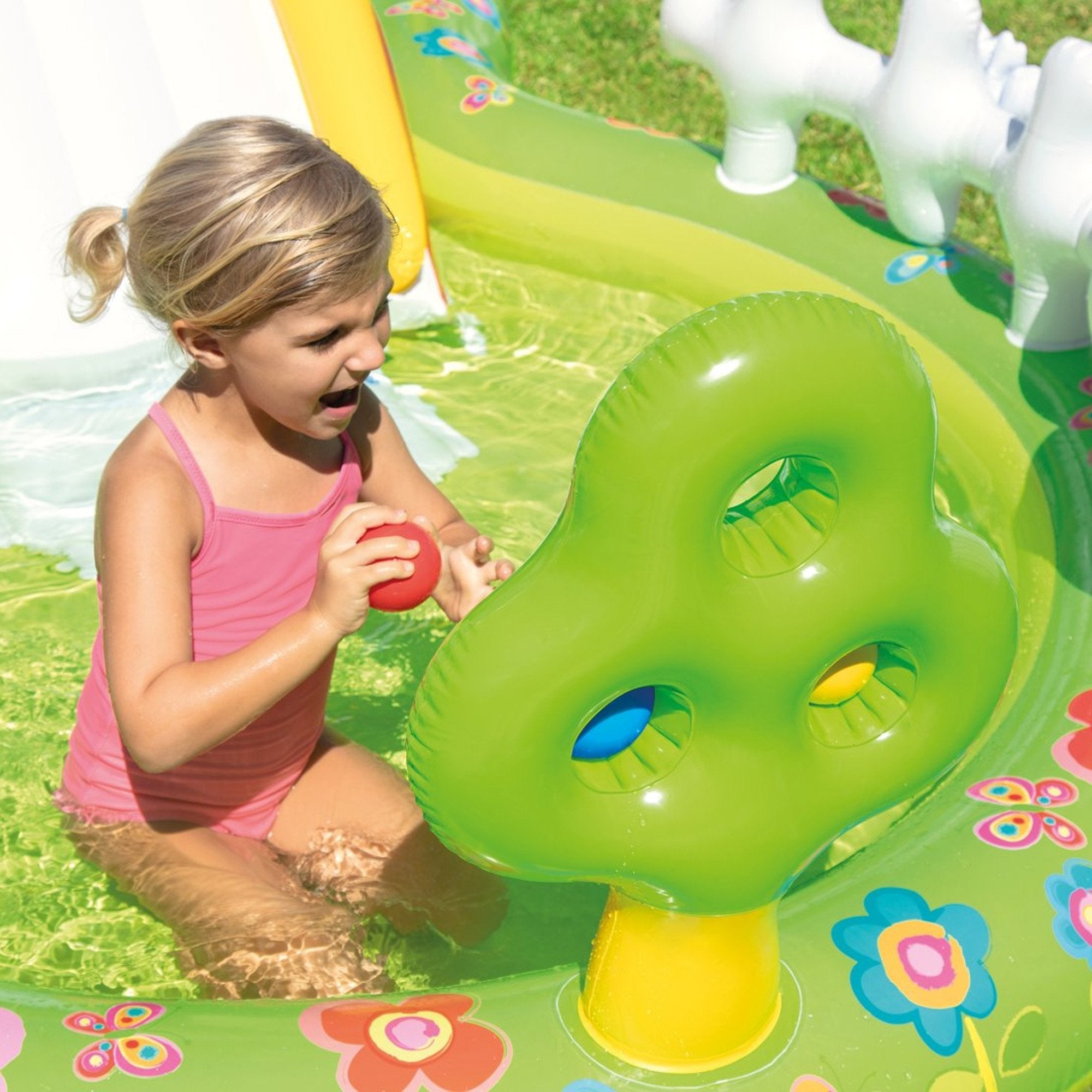 Piscina Hinchable Infantil Modelo Jardín Con Tobogán, 290 X 180 X 104 Cm
