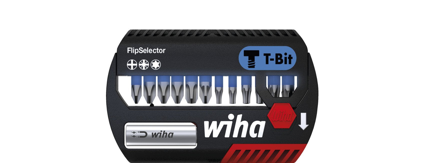 Wiha Juego De Puntas Flipselector T-Bit 25mm, 13 Piezas Negro/Azul, Ph / Pz / Tx 41824