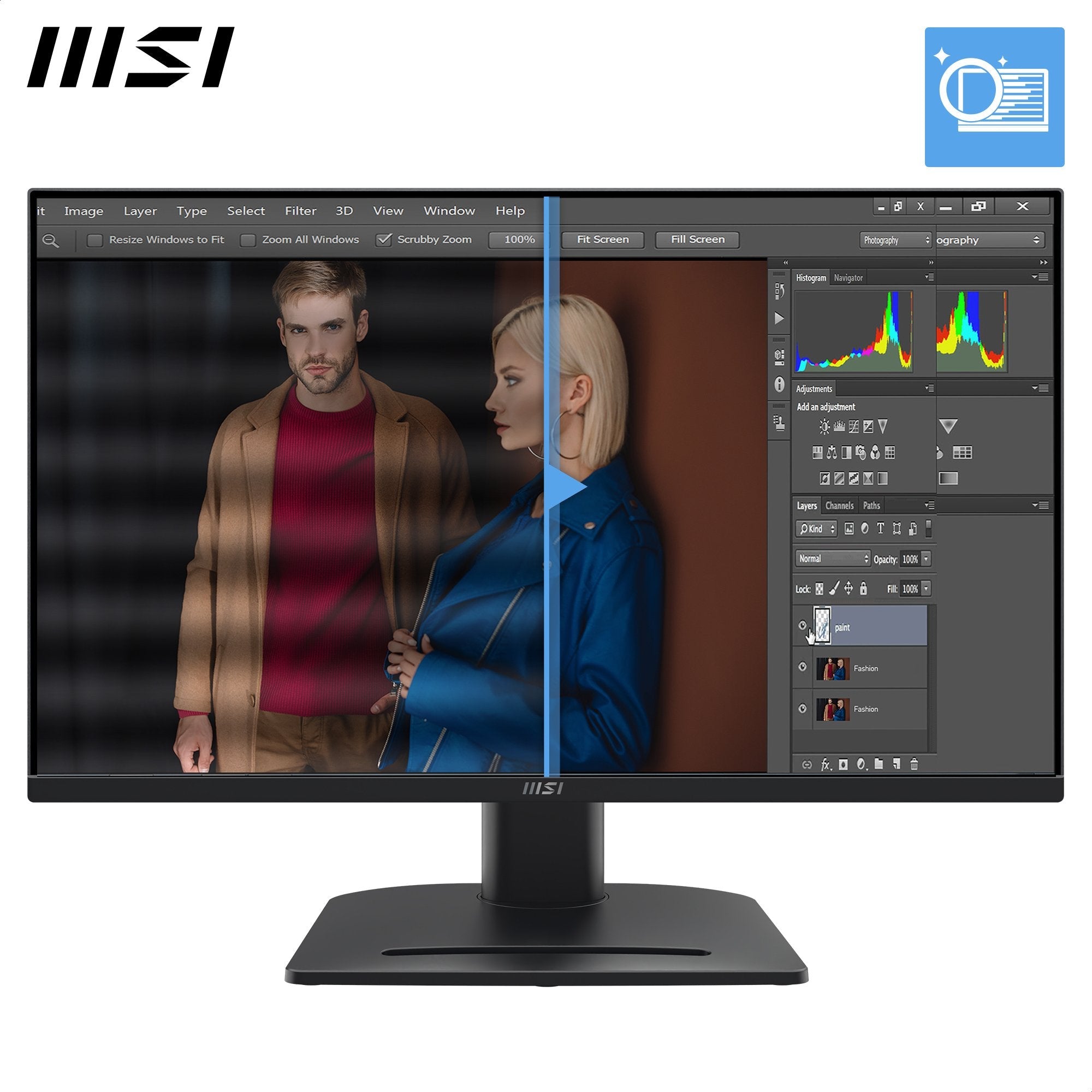 Msi Pro Mp275pg 27" Ips Fhd 100hz 300cd M2 1ms Hdmi Dp D-Sub Speakers Pivot