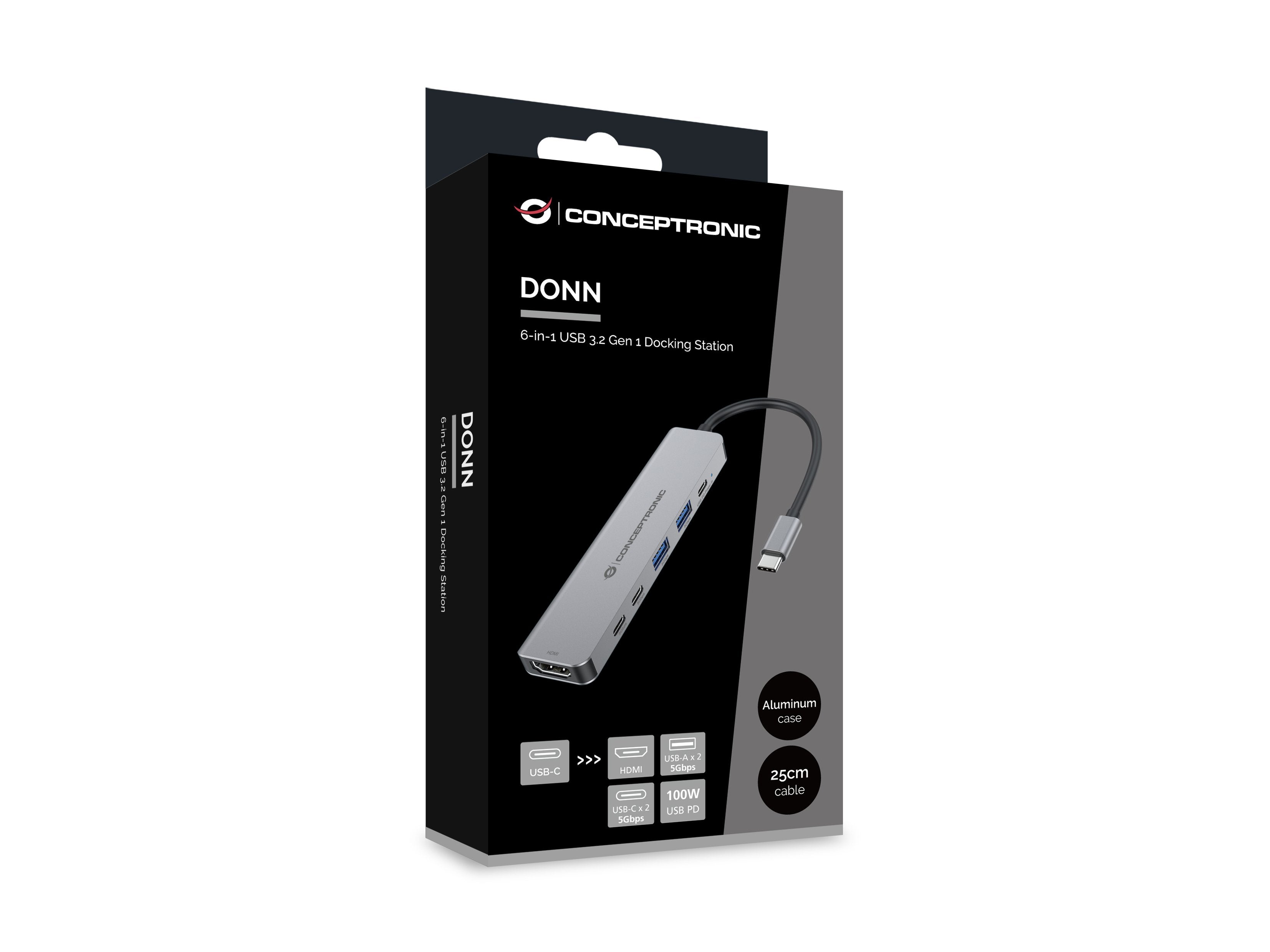 EAN 4015867241295 - Conceptronic DONN33G base para portátil y replicador de puertos Alámbrico USB 3.2 Gen 1 (3.1 Gen 1) Type- imagen 8