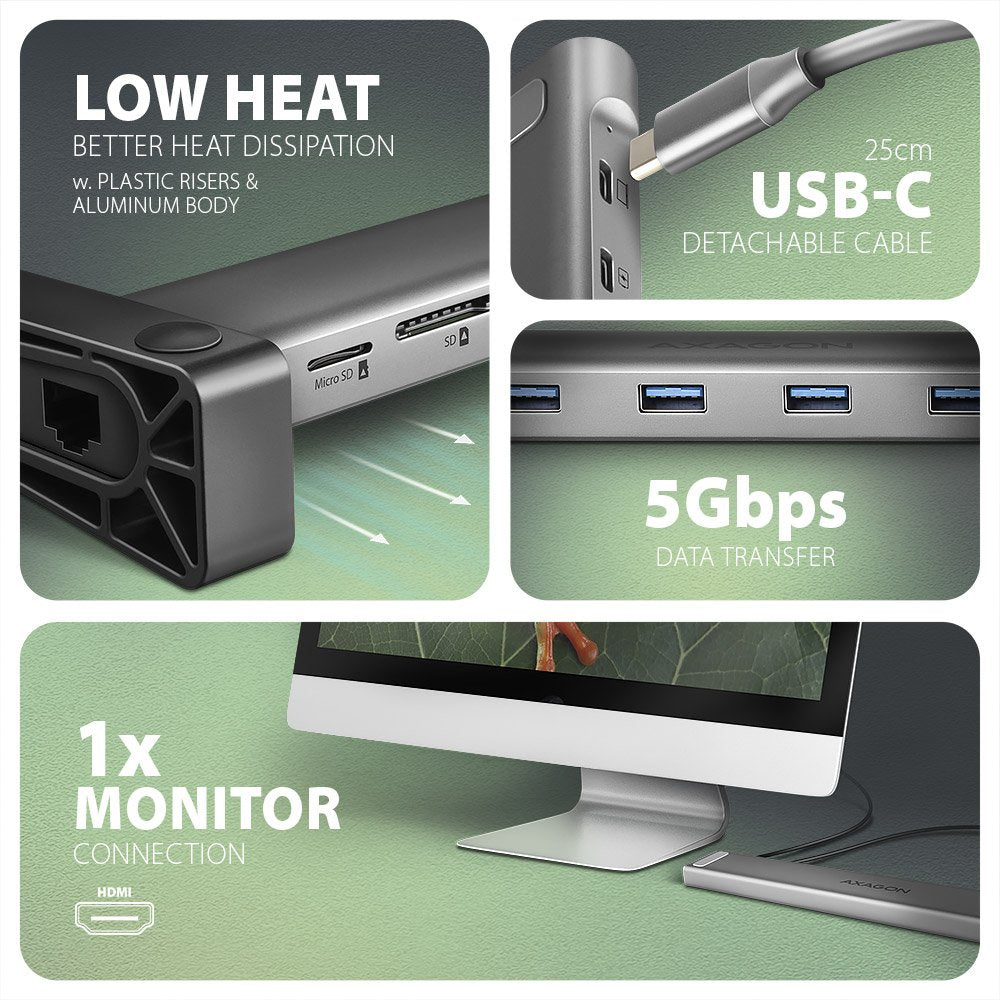 EAN 8595247907530 - Axagon HMC-10HLS base para portátil y replicador de puertos Alámbrico USB 3.2 Gen 1 (3.1 Gen 1) Type-C Ne imagen 4