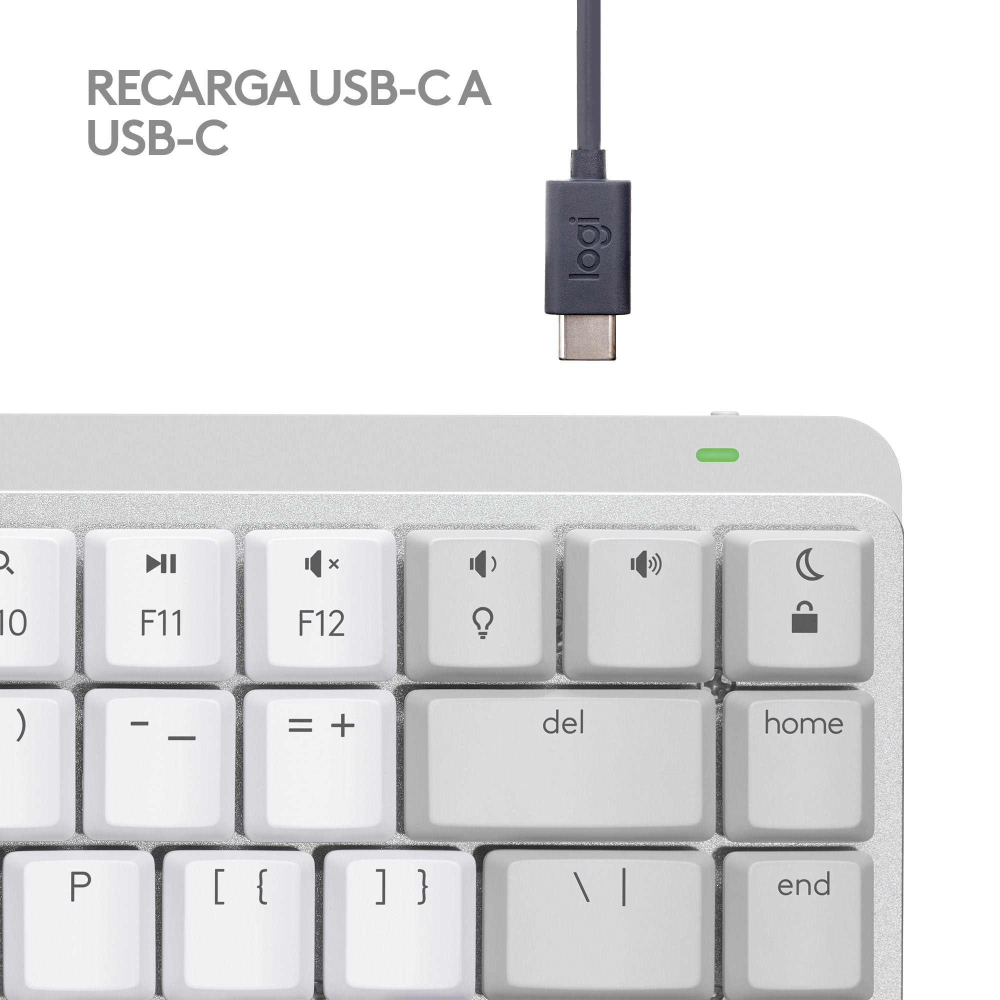 Teclado Ingles Logitech Mx Mini Mechanical For Mac Bluetooth Qwerty Internacional De Ee.Uu. Gris, Blanco