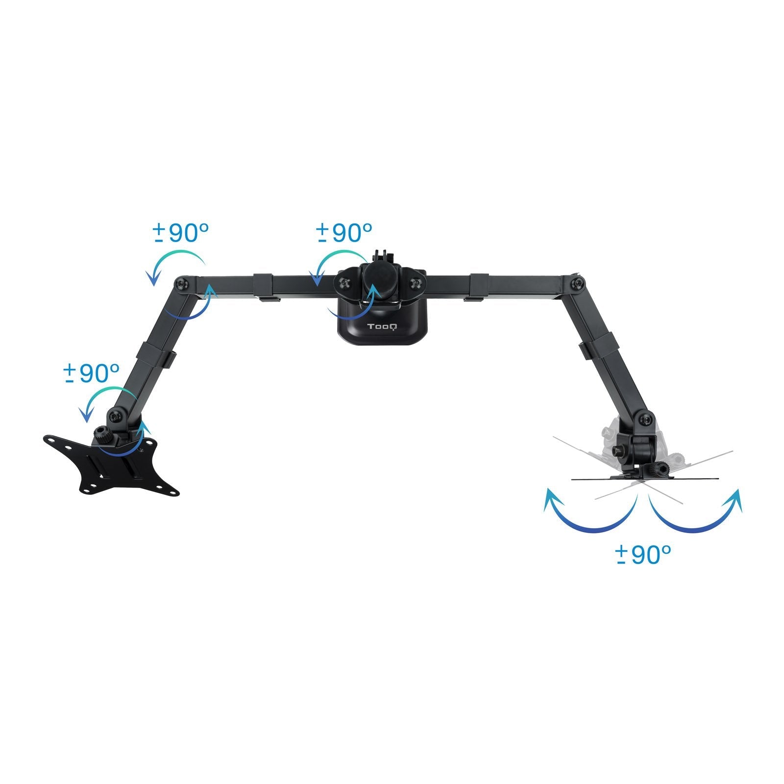 Soporte Mesa Gira Incli 2 Brazos 17-27" Negro