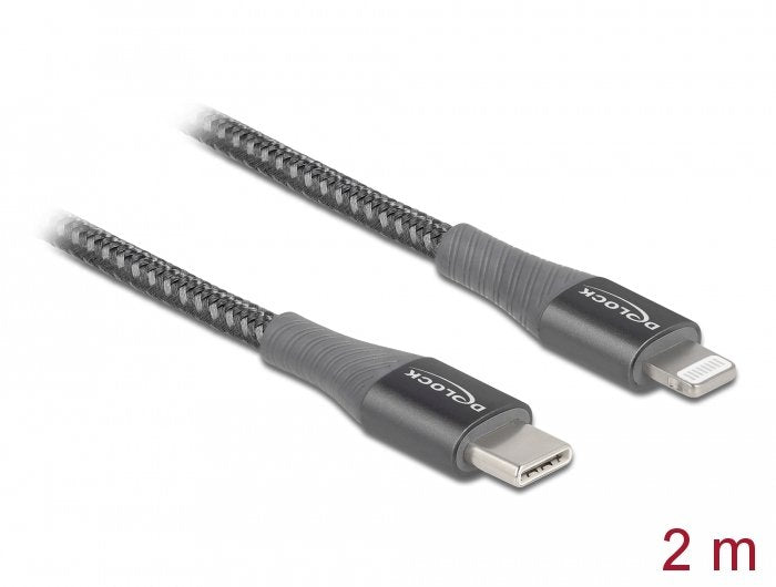 Delock 86632 Cable De Datos Y De Carga Usb Type-C A Lightning Para Iphone, Ipad Y Ipod Gris 2 M Mfi