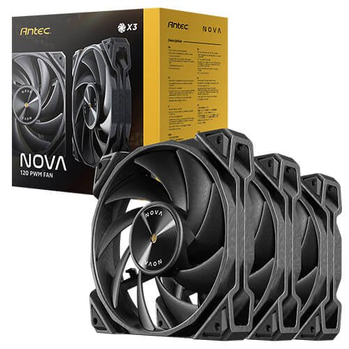 Kit 3 Ventiladores Pc Auxiliar Nova 120 Negro Antec Pack De 3/ 120 X 120 X 25 Mm/ 400 ~ 3200 Rpm