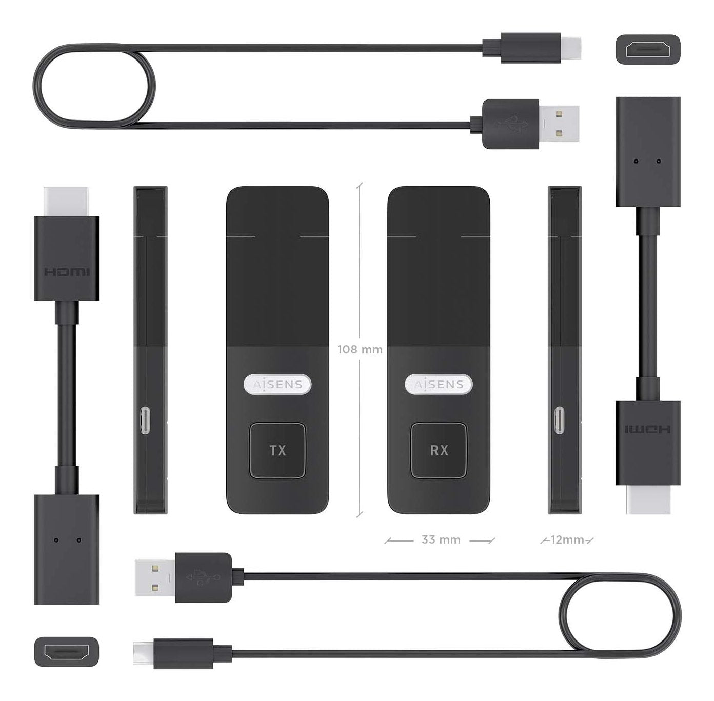 Aisens Hdmi Inalambrico 1080p 30m, Negro