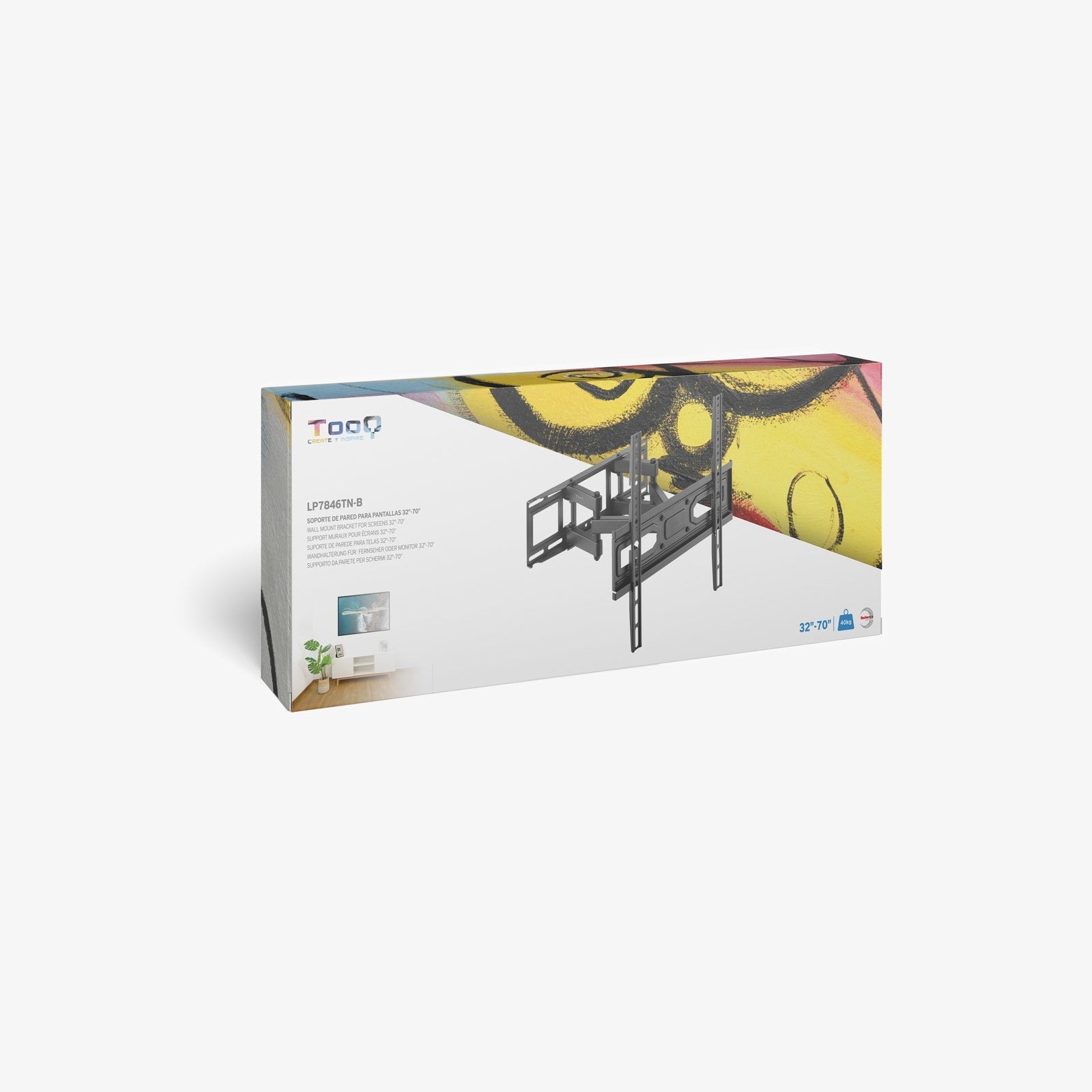 Tooq Soporte Pared Pantallas 32-70" Gira/Incli - Negro