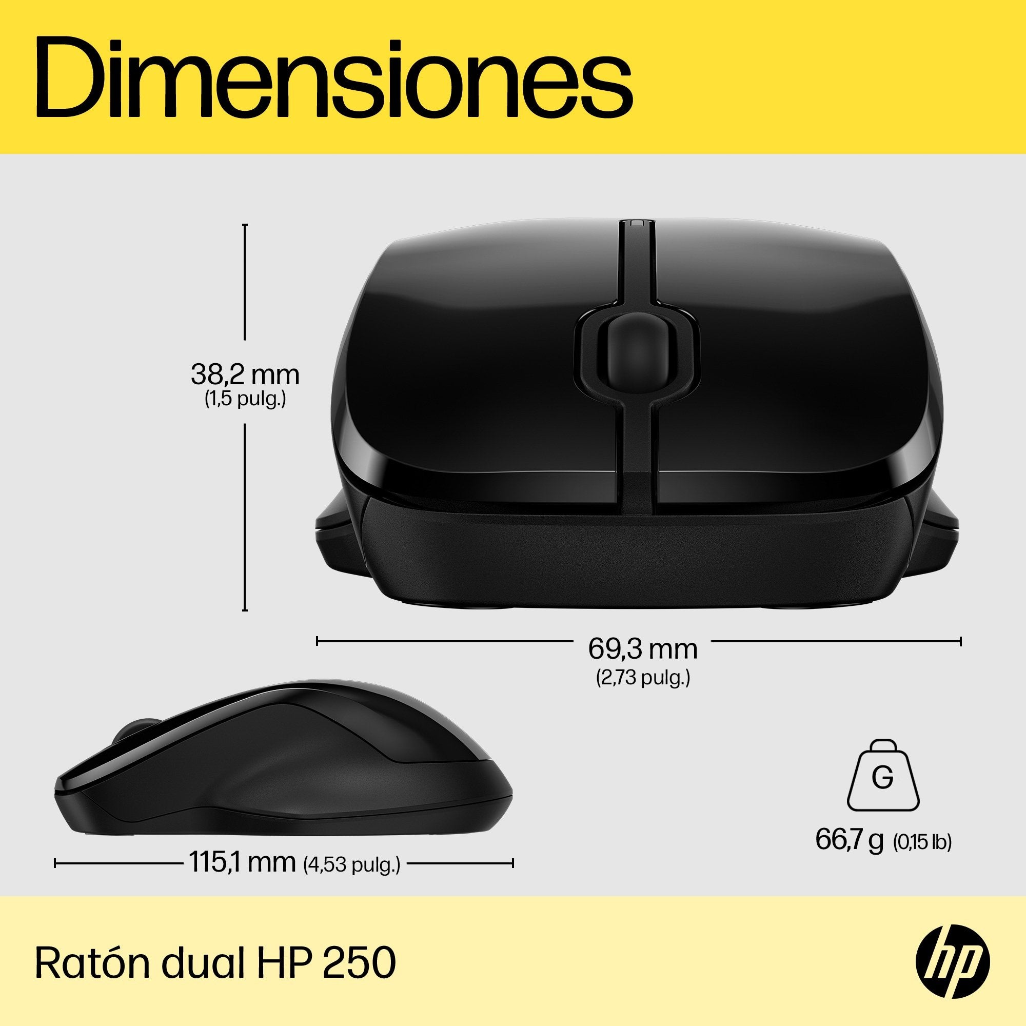 EAN 0196786514548 - HP 250 Dual Mouse ratón Ambidextro Bluetooth + USB Type-A 1600 DPI imagen 8