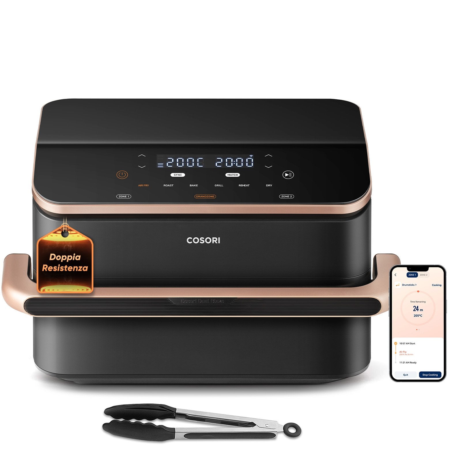 EAN 0810123673285 - Cosori Dual Blaze Twinfry Chef Edition Doble 10 L Independiente 2800 W Freidora de aire caliente Gris Osc imagen 1