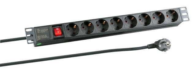 Regleta De Enchufes 1he 8 X Cee 7 3 Con Interruptor, Plástico, Negro