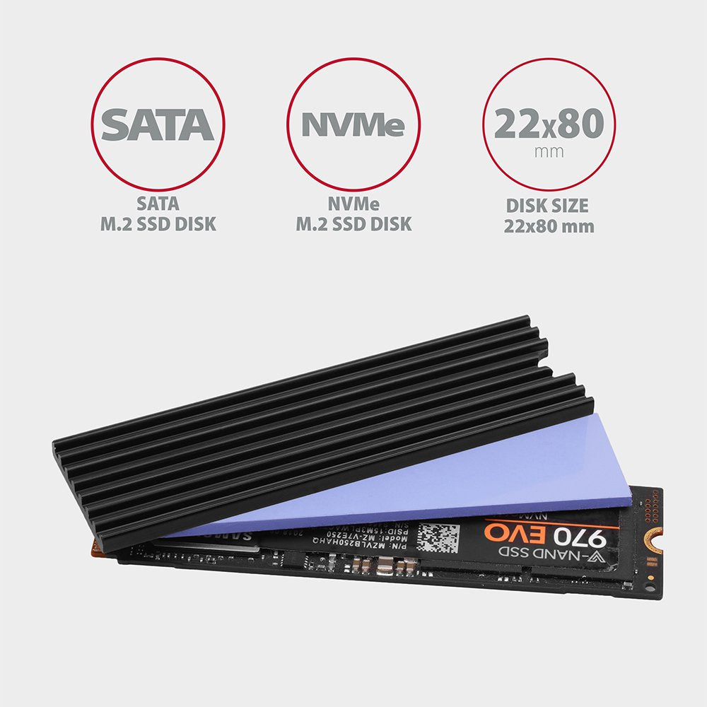 EAN 8595247905536 - Axagon CLR-M2L3 sistema de refrigeración para ordenador M.2 NVMe SSD, Unidad de estado sólido Disipador t imagen 2