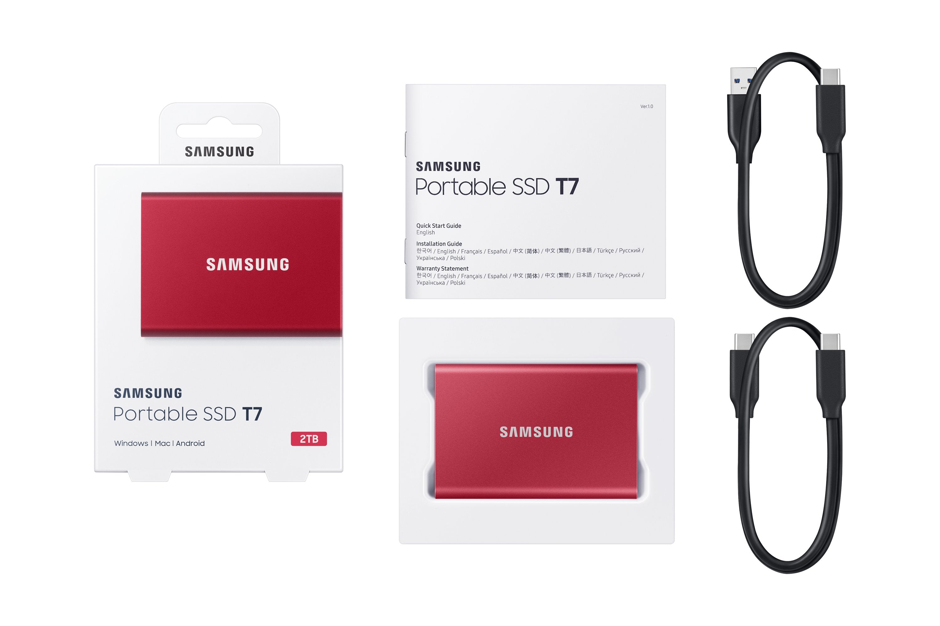 EAN 8806090312441 - Samsung Portable SSD T7 2 TB USB Tipo C 3.2 Gen 2 (3.1 Gen 2) Rojo imagen 12