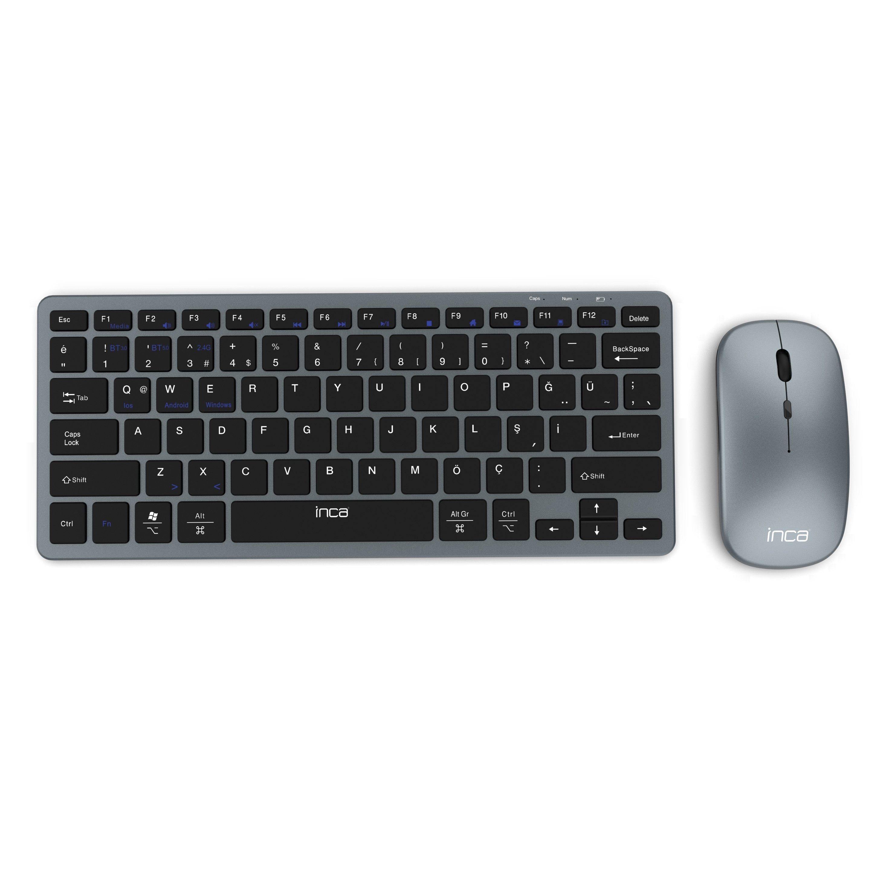 Teclado Aleman + Ratón Inca Ibk-572bt Rf Wireless + Bluetooth Negro
