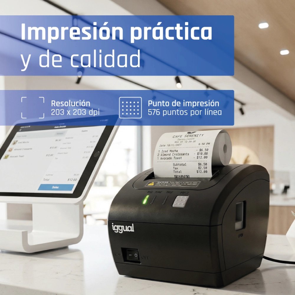 EAN 8435364319321 - iggual TP Easy 80 WiFi 203 x 203 DPI Inalámbrico y alámbrico Transferencia térmica Impresora de recibos imagen 6