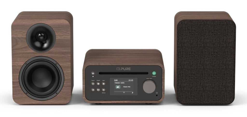 Pure Classic Stereo Mini Stereoanlage Dab+ Fm, Bluetooth, Cd, Usb Braun Walnuss