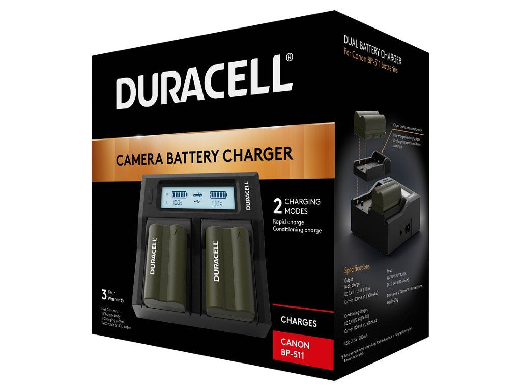 Duracell Duracell Dual Dslr Batería Charger Para For Canon Bp-511 Drc6101