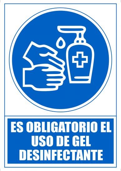 Archivo 2000 Señal "Obligatorio Utilizar Gel Desinfectante" 210x297 Pvc Azul Y Blanco