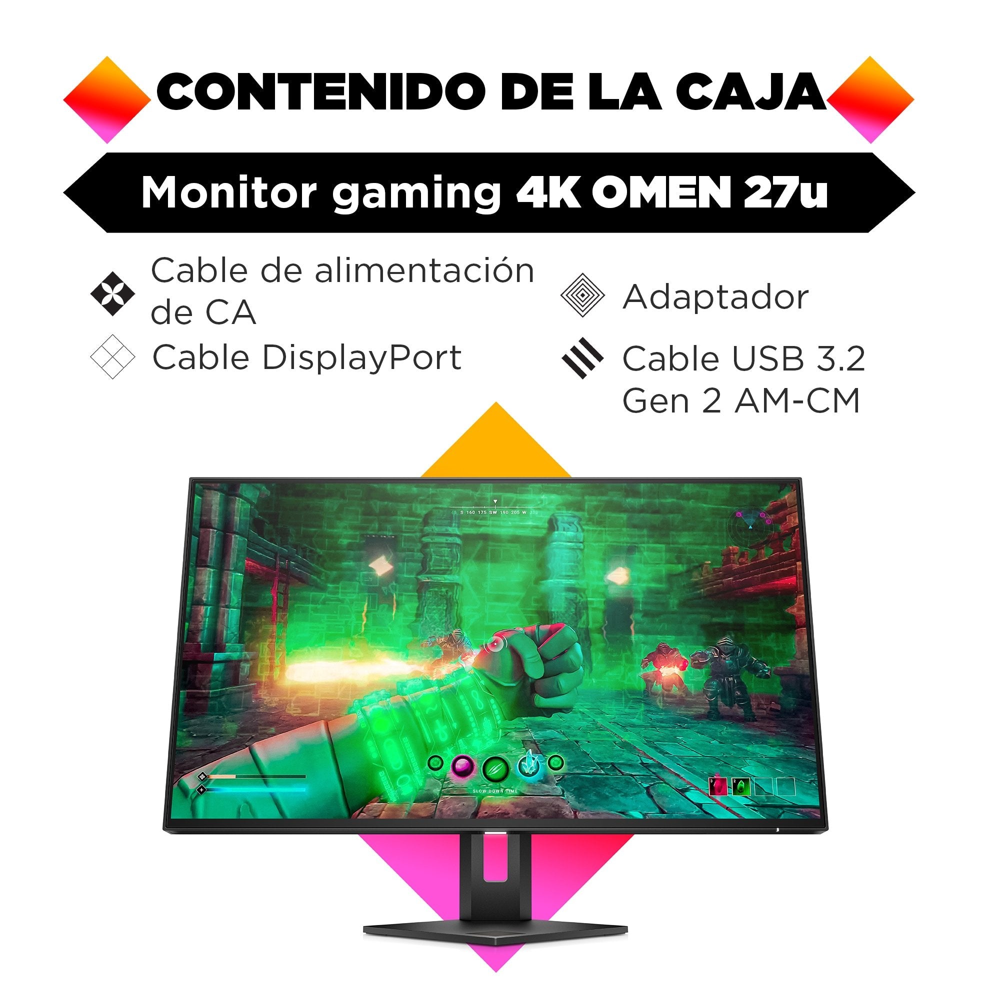 Monitor Gaming Hp Omen 27u 4k 144hz Hdr Ips 68,6 Cm (27") 3840 X 2160 Pixeles 4k Ultra Hd Lcd Gris