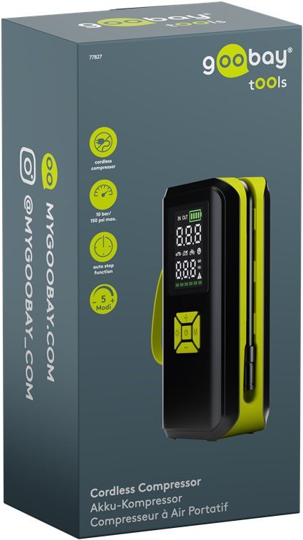 Compresor Inalámbrico
Bomba De Aire Portátil Con Un Máximo De 10 Bar/150 Psi Para Coches, Bicicletas, Motos O Balones.