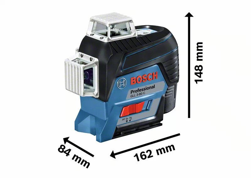 Láser De Líneas Bosch Professional Gll 3-80 C Professional, L-Boxx, Láser De Líneas Cruzadas Azul/Negro, Con Líneas Láser Rojas, Batería De Iones De Litio De 2,0 Ah 0601063r02