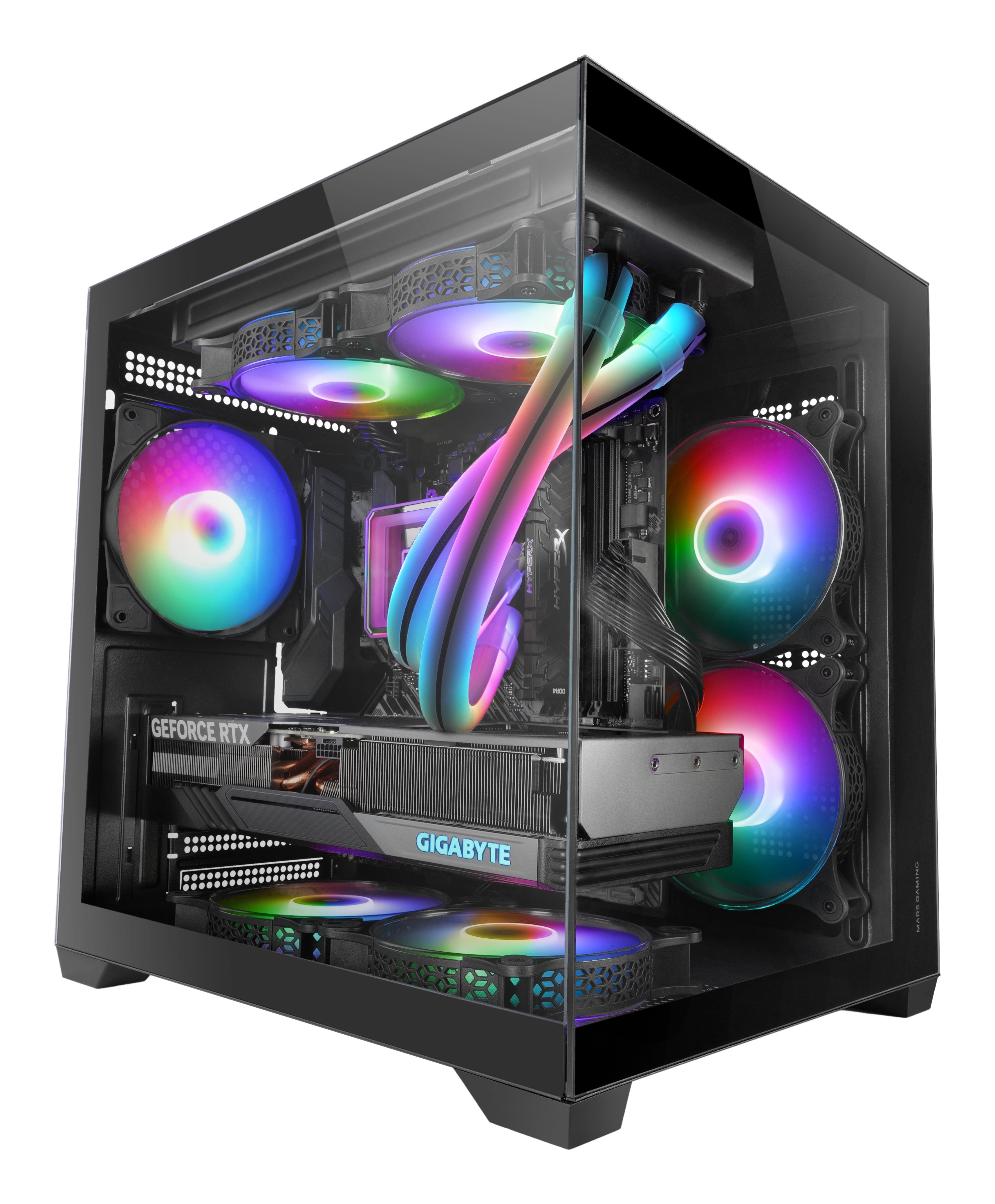 Caja Microatx Cube Mars Gaming Mc-View2 Negra Cristal Continuo Gpu 330mm 1x3.5 3x2.5