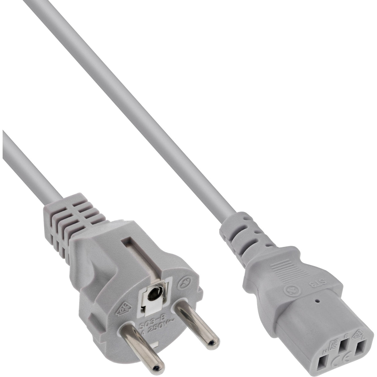 Cable De Alimentación Inline, Tipo F Recto A Conector Iec, 5,0 M, Gris