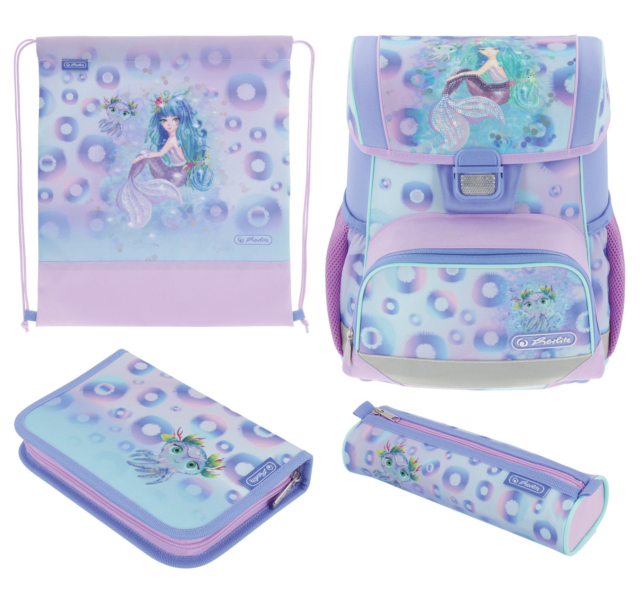 Herlitz Loop Plus Mystic Mermaid Juego De Mochila Escolar Niño/Niña Poliéster Azul, Verde, Rosa