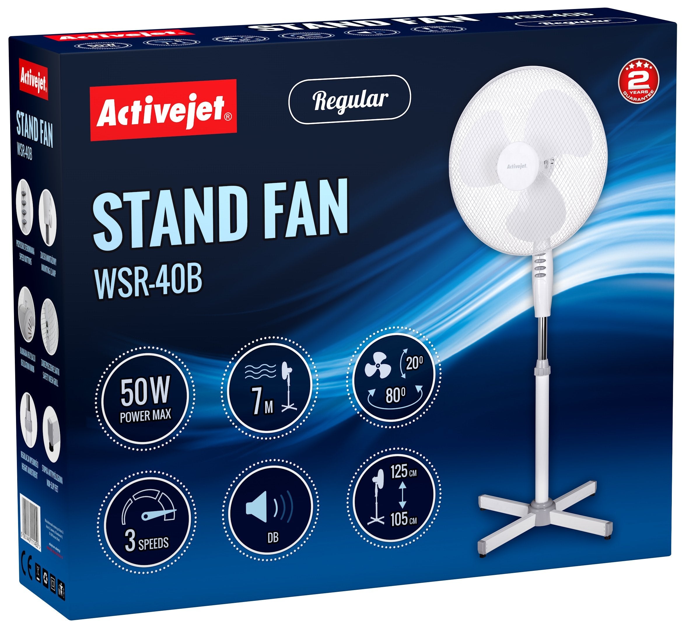 Ventilador Suelo Activejet Regular Wsr-40b Gris, Plata, Blanco