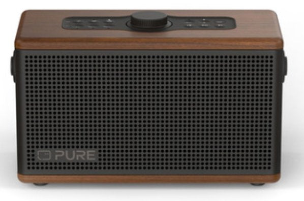 Pure Classic Aura Tragbarer Bluetooth-Lautsprecher Hintergrundlicht Braun Walnuss