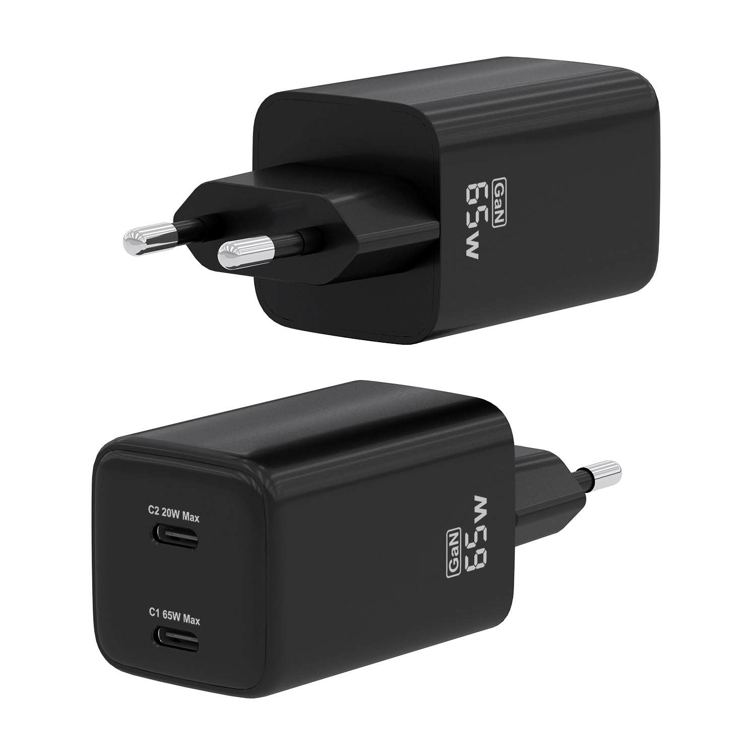 Aisens Cargador Gan De Pared 2xusb Tipo-C 65w Asch-65w2p040-Bk