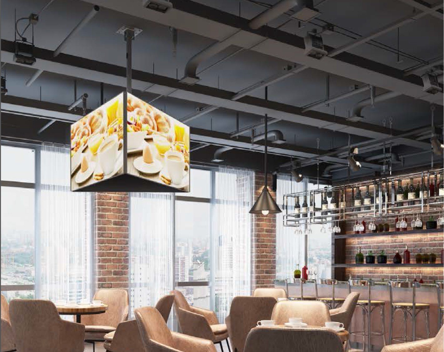 Equip Soporte De Techo Profesional Para 3 Pantallas Tv De 32"-65" - Inclinable - Gestion De Cables - Peso Max 30kg X Soporte - Vesa 600x400mm