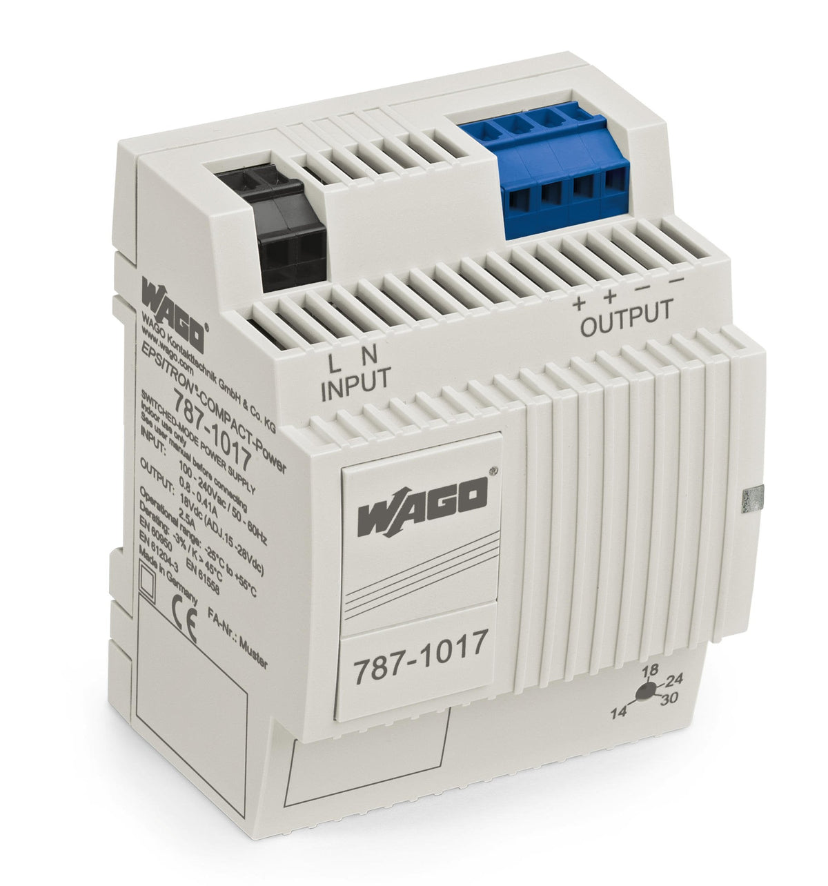 Wago 787-1017 Fuente De Alimentación Para Carril Din Din-Rail/Dc 2.4 A Cantidad Salidas 1 X - Fuente De Alimentación - 43 - Fuente De Alimentación - 43 W